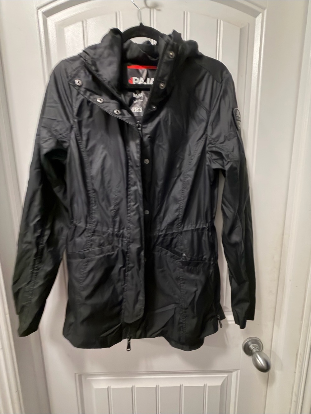 Pajar Black Hooded Trench-Style Rain Jacket
